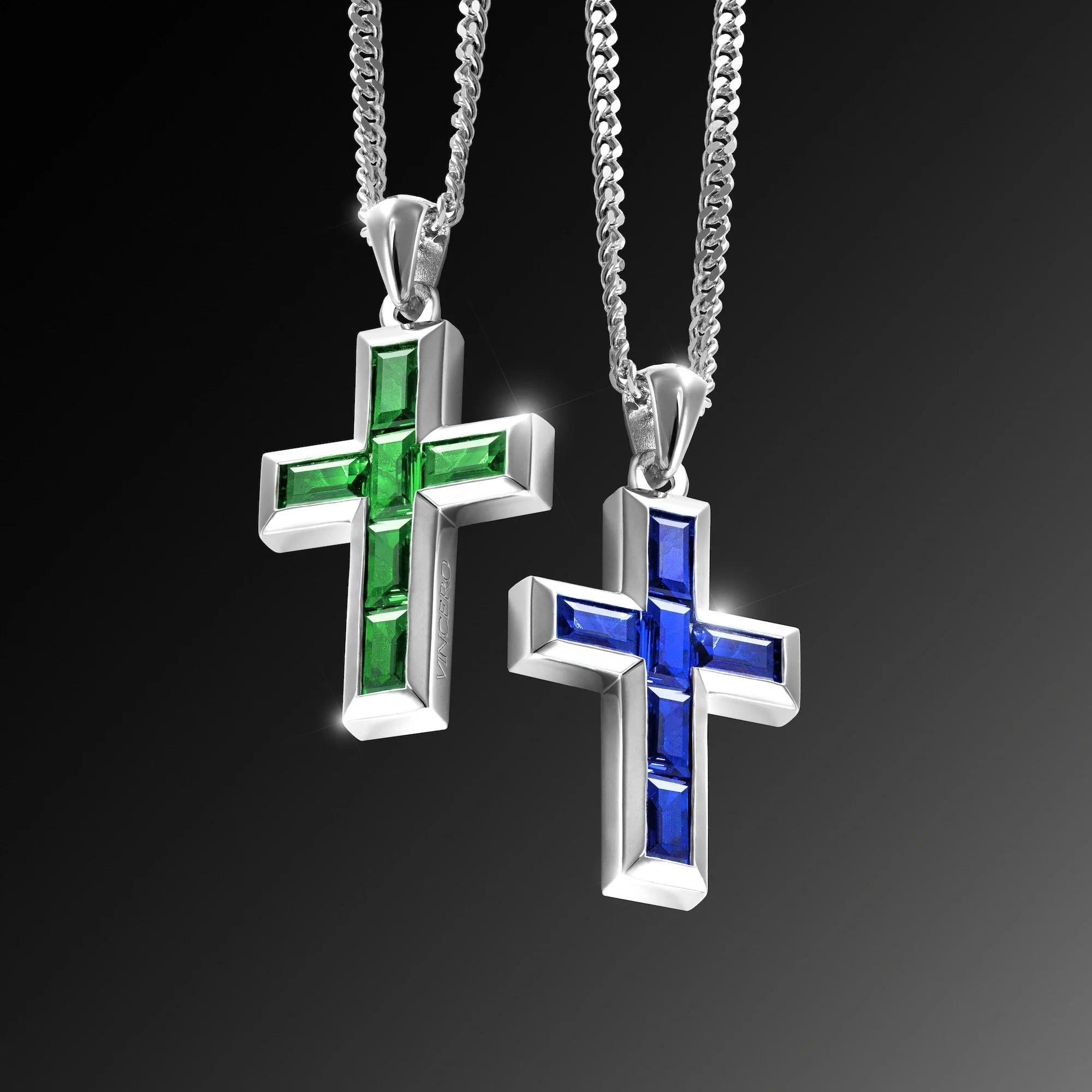 Gemstone Cross Pendant - Sapphire