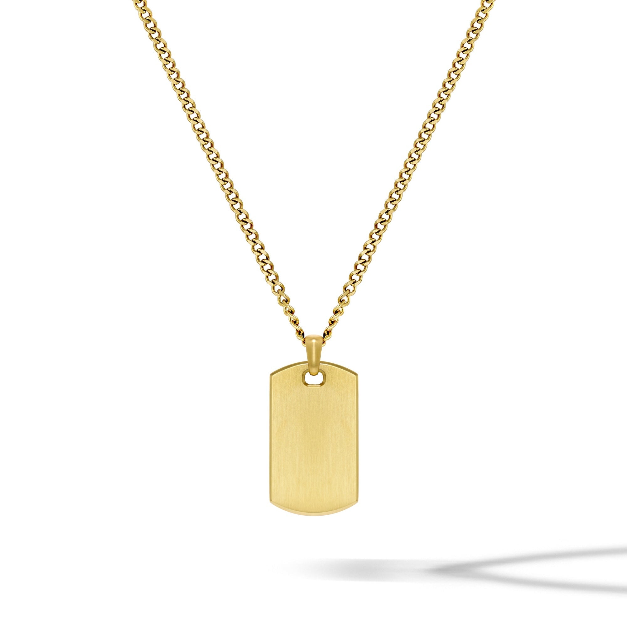 Beveled Tag Pendant - 14K Gold