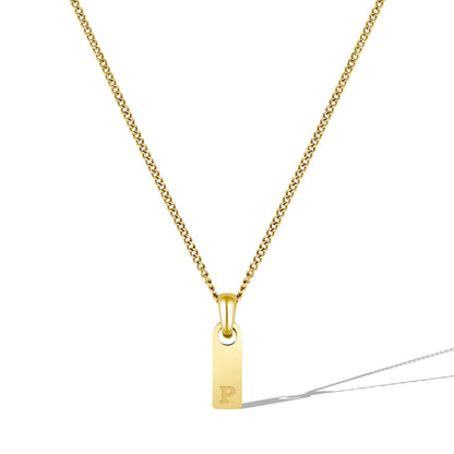 Initial Tag Necklace - 14K Gold