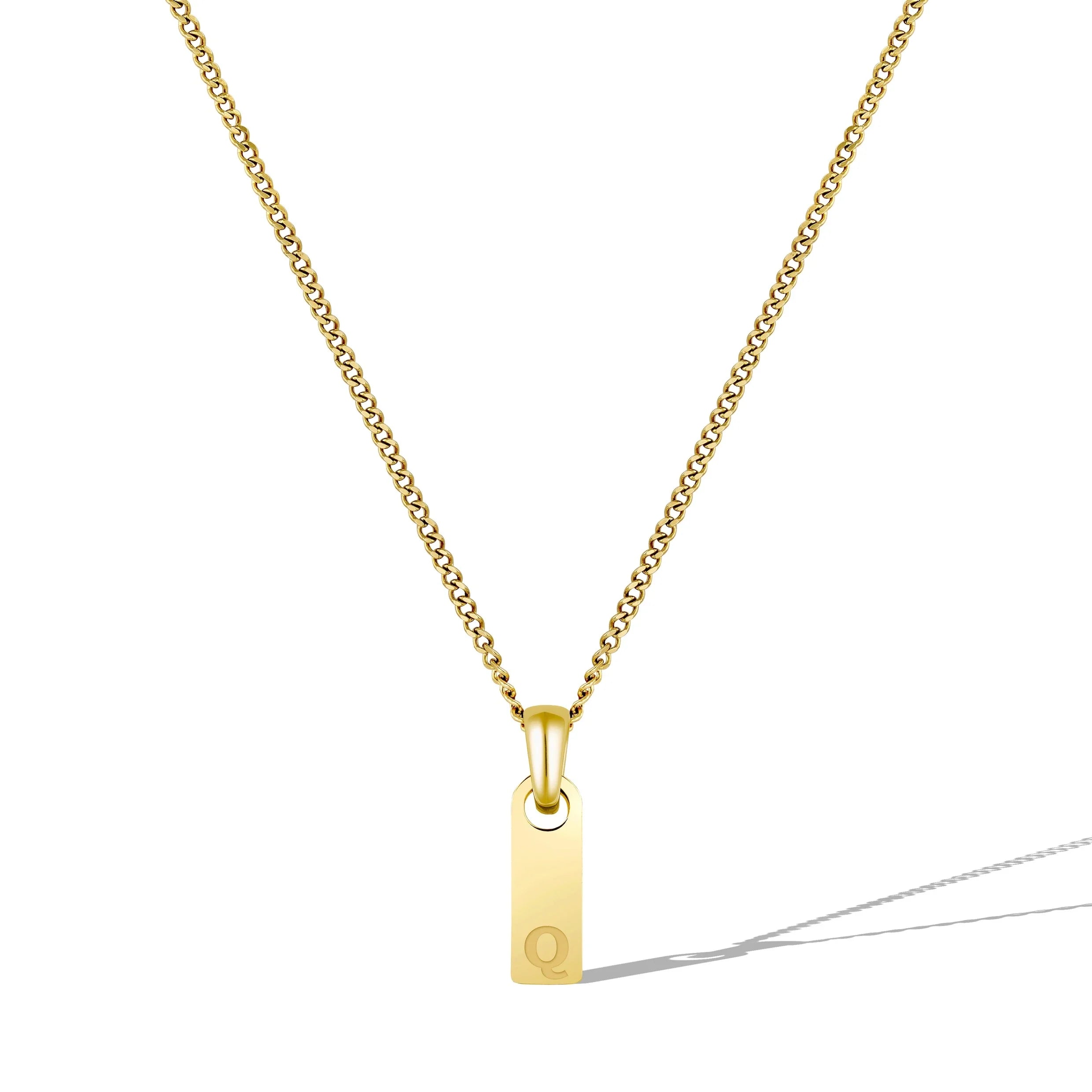 Initial Tag Necklace - 14K Gold