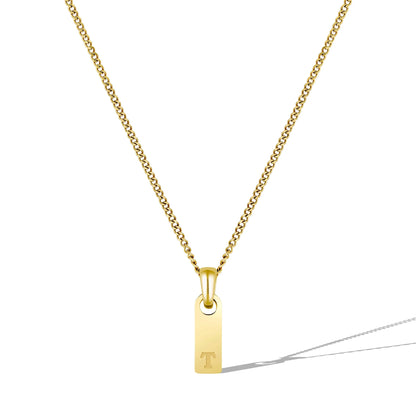 Initial Tag Necklace - 14K Gold