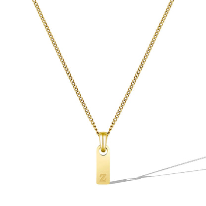 Initial Tag Necklace - 14K Gold