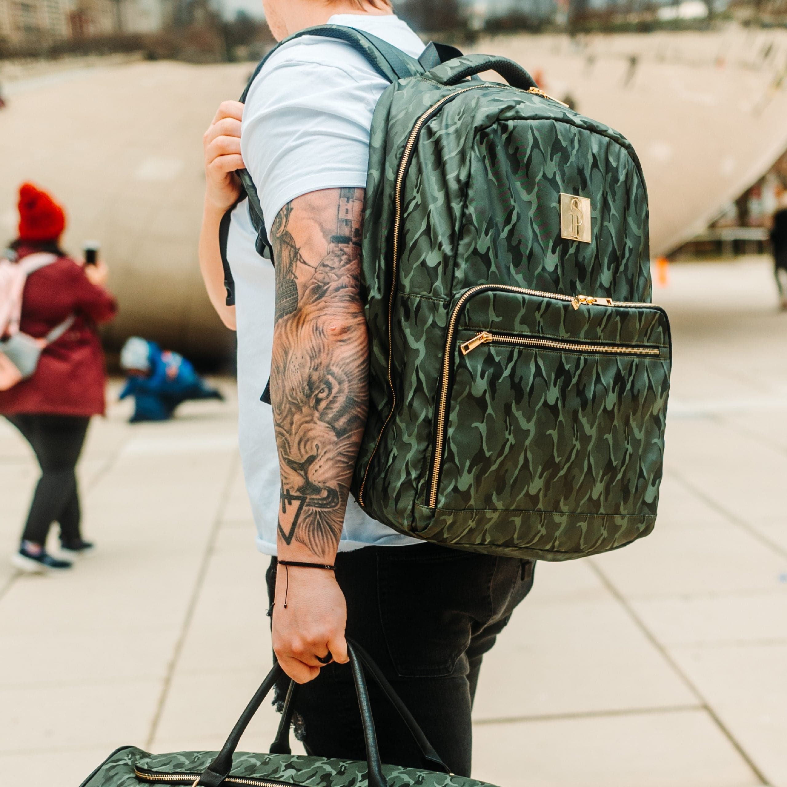 Green Camo Commuter Bag