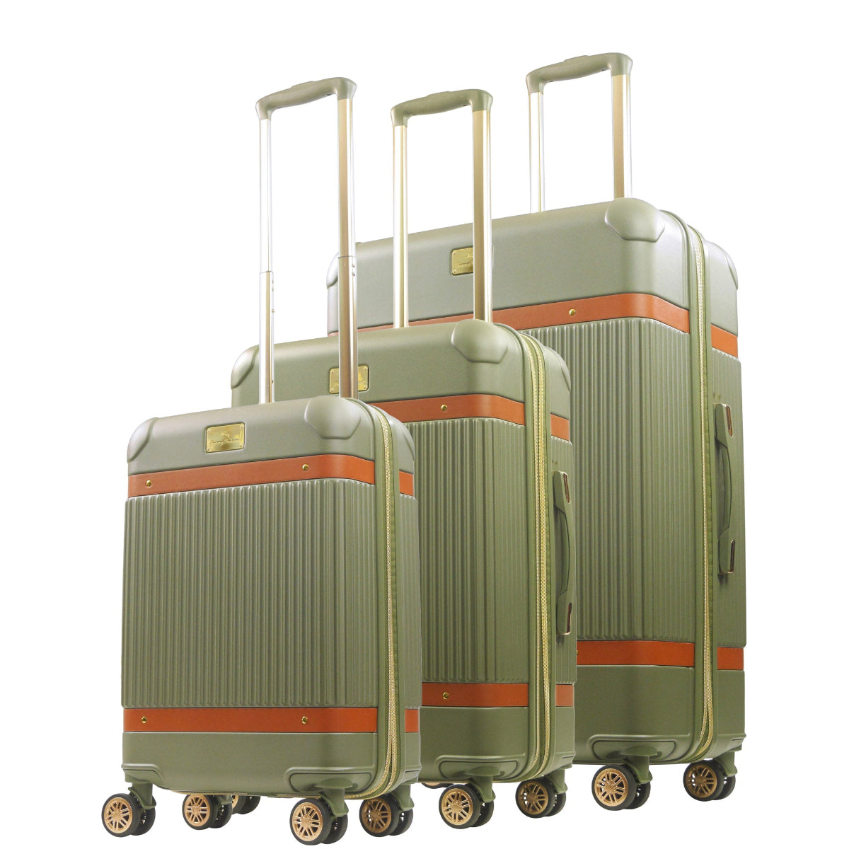 Tommy Bahama 3-Piece Green Hard-Sided Luggage Set stripes