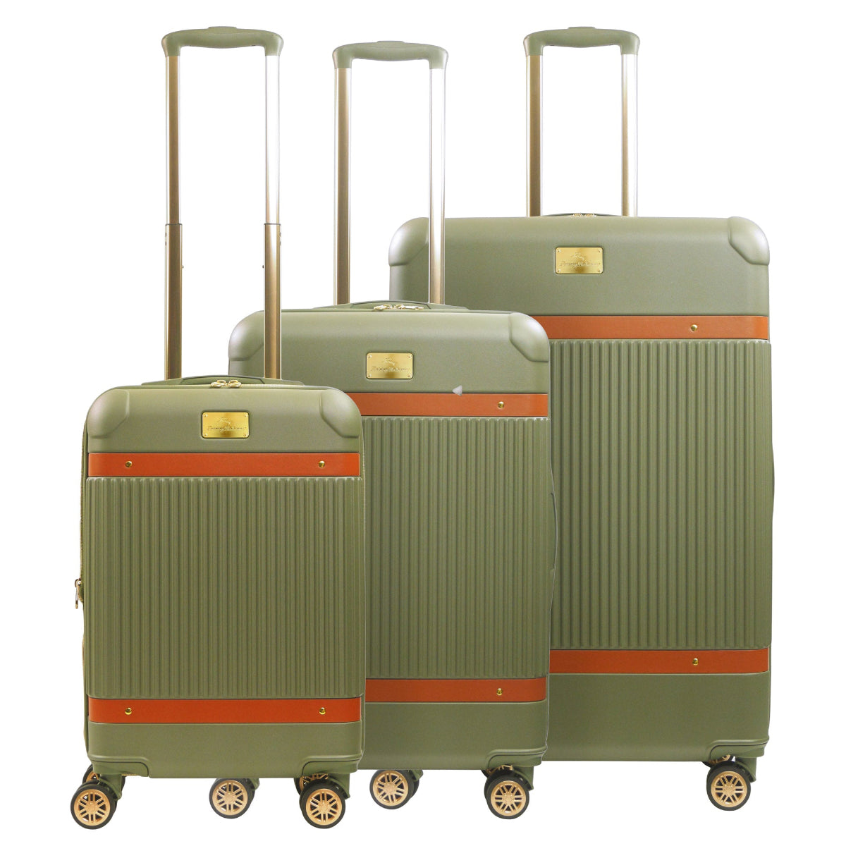 Tommy Bahama 3-Piece Green Hard-Sided Luggage Set stripes