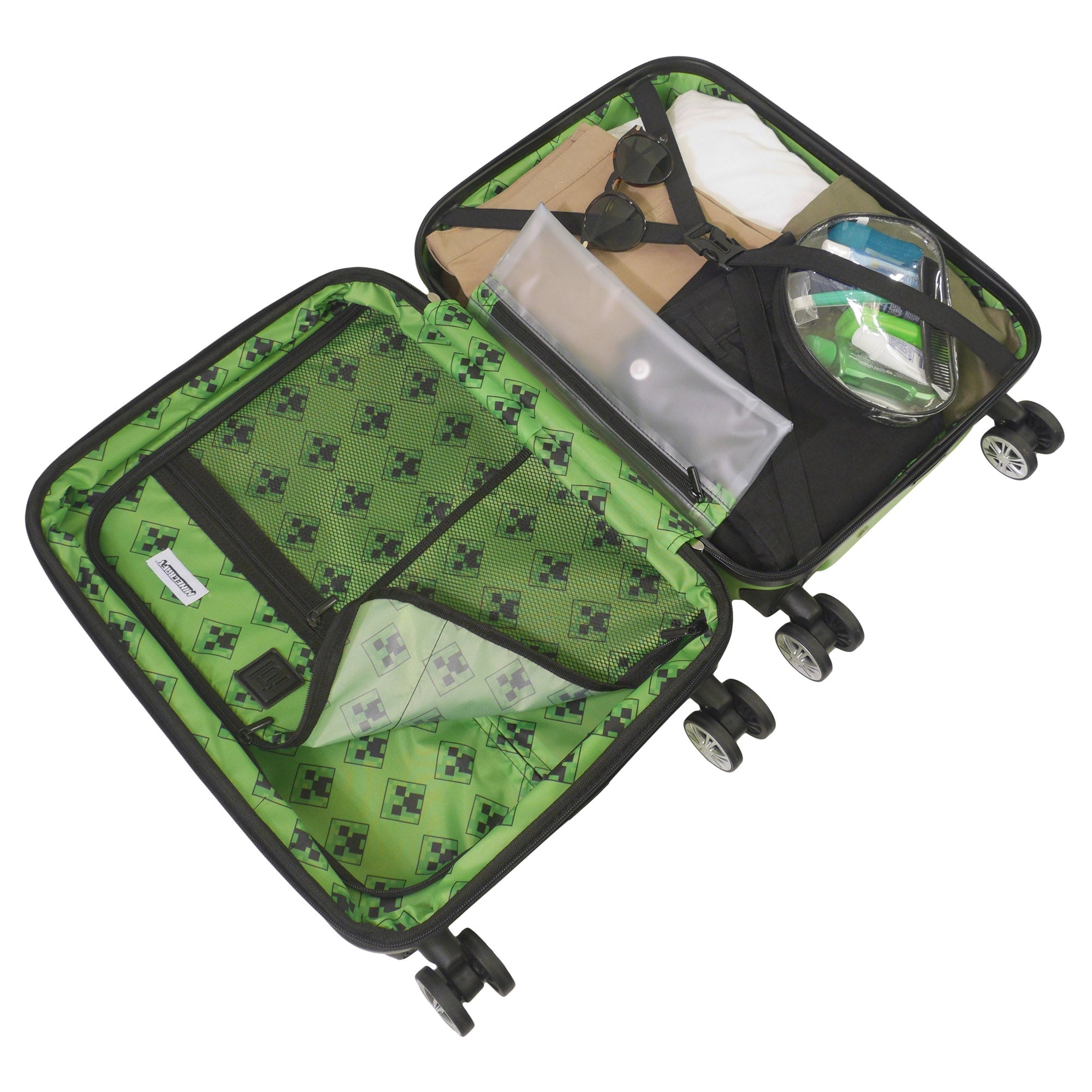 Minecraft Creeper Big face 21.5" Expandable Carry-On Spinner Suitcase