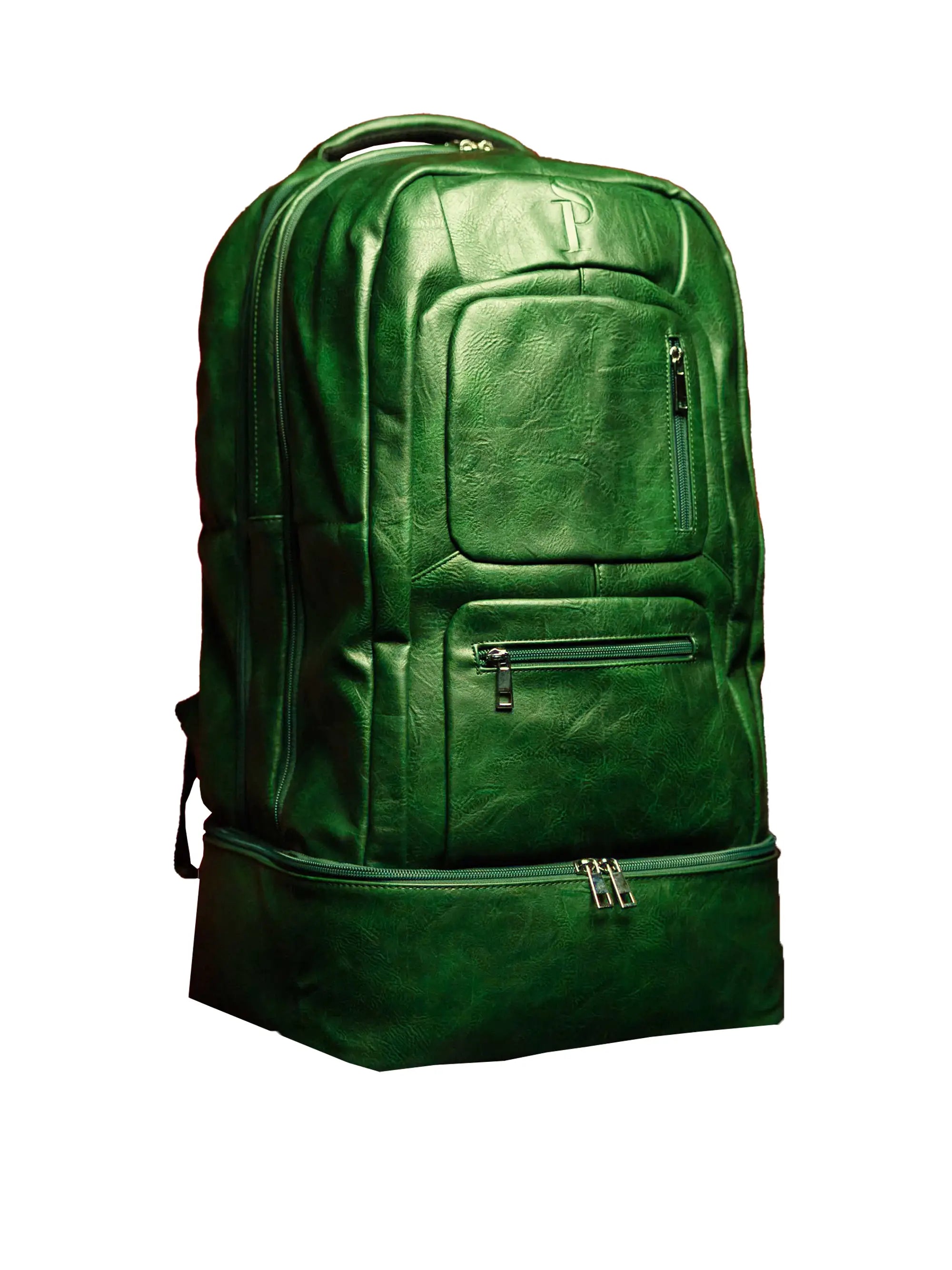 Emerald Green Leather Luxury Carry-On Backpack (Patented Signature Design Bag)