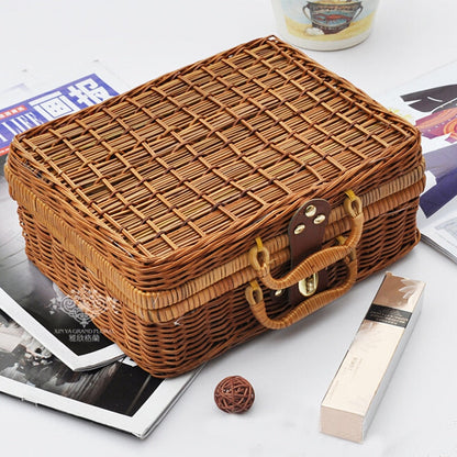 Vintage Handmade Wicker Picnic Basket