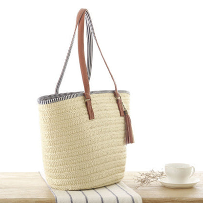 Summer Style Straw Tassel Tote Bag