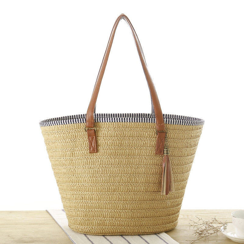 Summer Style Straw Tassel Tote Bag