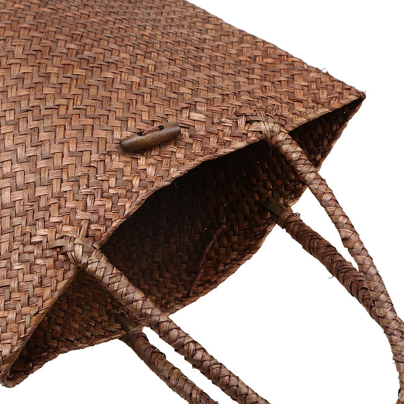 Handmade Rattan Storage Bags with Button