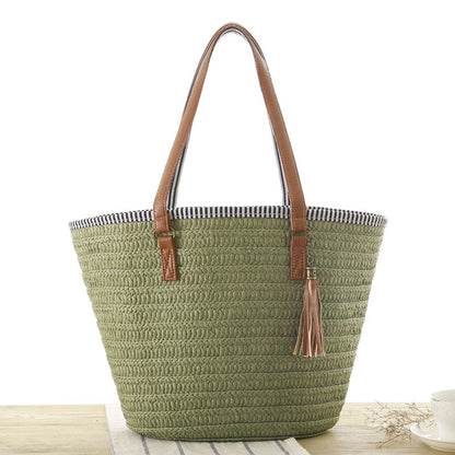 Summer Style Straw Tassel Tote Bag