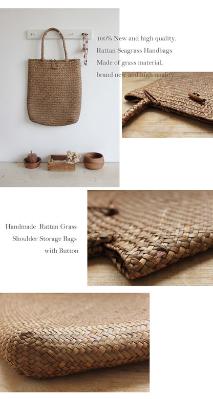 Handmade Rattan Storage Bags with Button