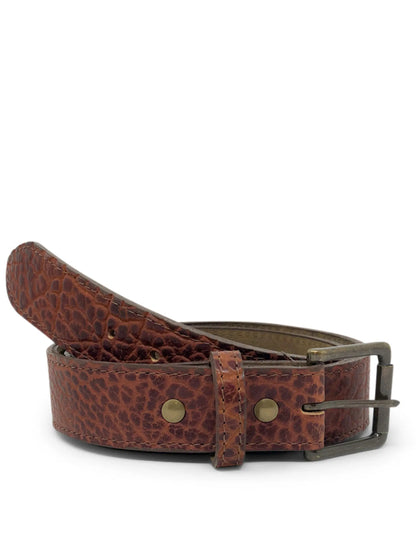 Handmade Leather Belt | American Shrunken Bison | Cognac