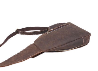 Rustic Leather Backpack Single Strap Chest Bag Travel Sport Use Bag 2038