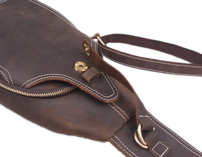 Rustic Leather Backpack Single Strap Chest Bag Travel Sport Use Bag 2038