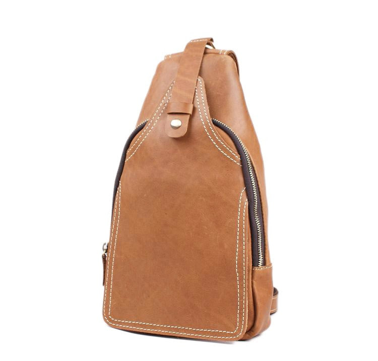 Rustic Leather Backpack Single Strap Chest Bag Travel Sport Use Bag 2038