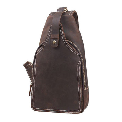 Rustic Leather Backpack Single Strap Chest Bag Travel Sport Use Bag 2038
