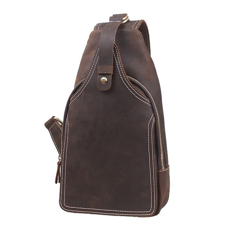 Rustic Leather Backpack Single Strap Chest Bag Travel Sport Use Bag 2038