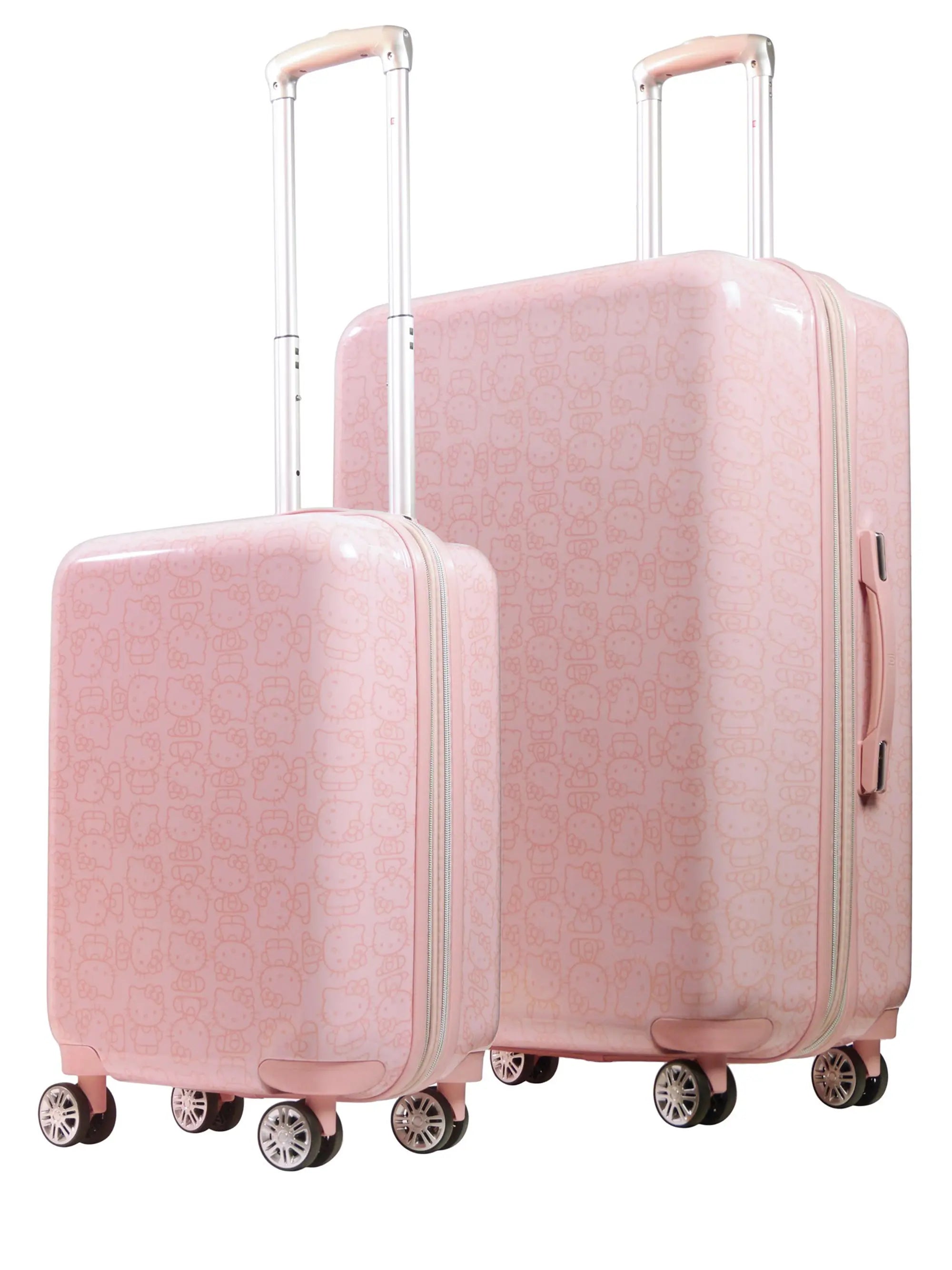 Hello Kitty All Over Print Hard-sided Pink Spinner Luggage 2 pc Set