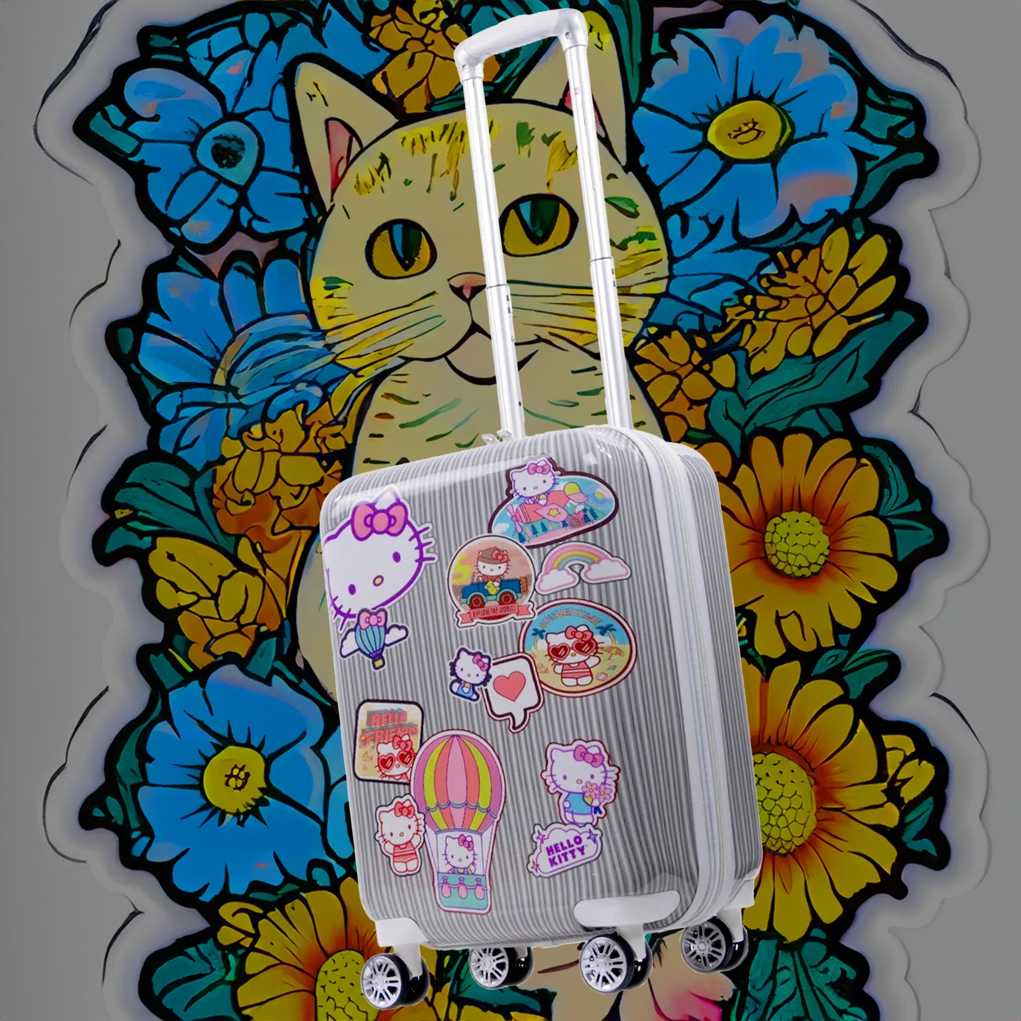 Hello Kitty Stickers 21" Carry-On Spinner Suitcase Luggage