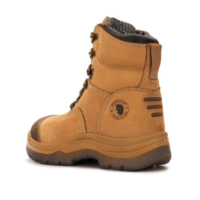 Kimberly Tan 7 inch Zip-sided Steel Toe Leather Work Boots AK232Z