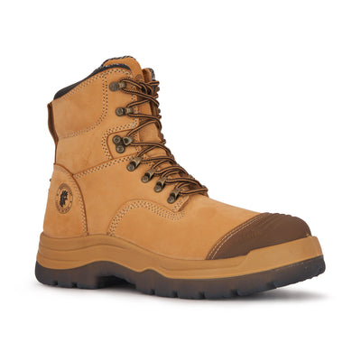 Kimberly Tan 7 inch Zip-sided Steel Toe Leather Work Boots AK232Z