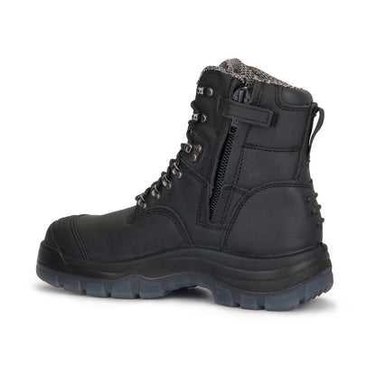 Kensington Black 7 inch Zip-sided Steel Toe Leather Work Boots AK245Z