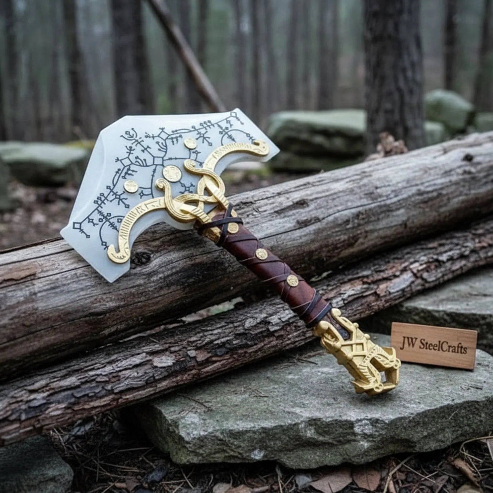 Mjolnir Viking Thor Hammer Axe 12" Handmade Norse Replica with Engraved Nordic Blade