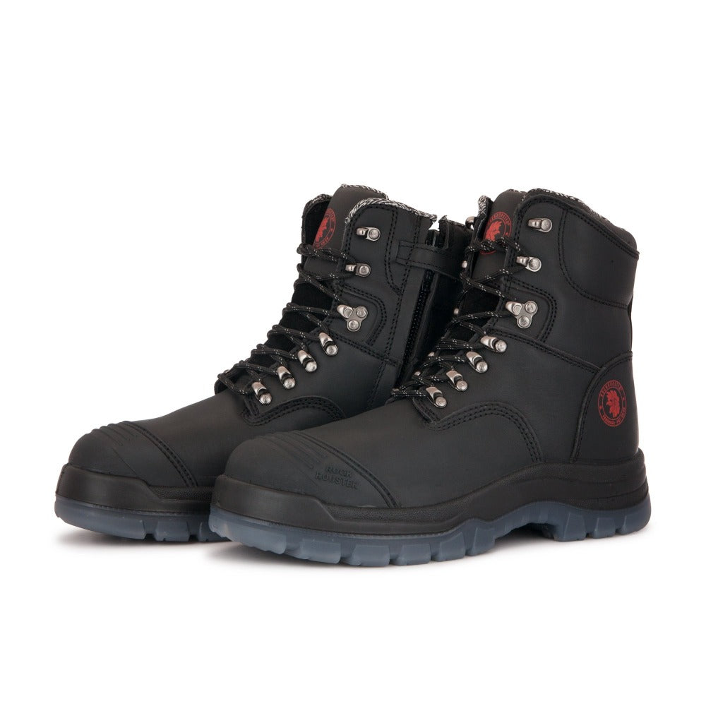 Kensington Black 7 inch Zip-sided Steel Toe Leather Work Boots AK245Z