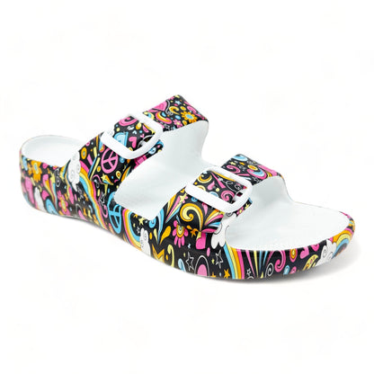 Women's PAW Print Adjustable 2-Strap Sandals - Feelin' Groovy