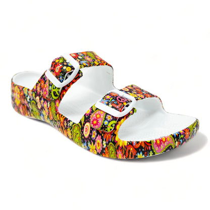 Women's PAW Print Adjustable 2-Strap Sandals - Peace Out