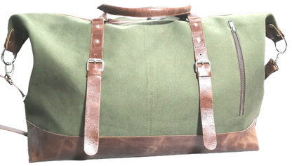 Duffel Bag, Wax Canvas Holdall, Vintage Luggage Bag, Canvas Leather Overnight Bag