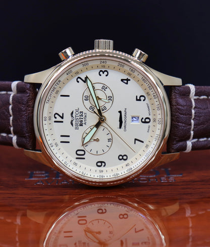 R6753 - Our Spitfire R6753 Tribute - Gold Finish, Beige Dial, Brown Leather Band
