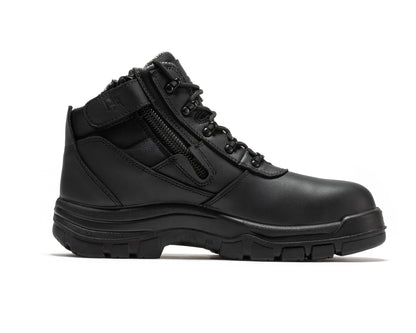 Avalon Black 6 Inch Zip-sided Composite Toe Leather Work Boots CP213BK