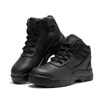 Avalon Black 6 Inch Zip-sided Composite Toe Leather Work Boots CP213BK