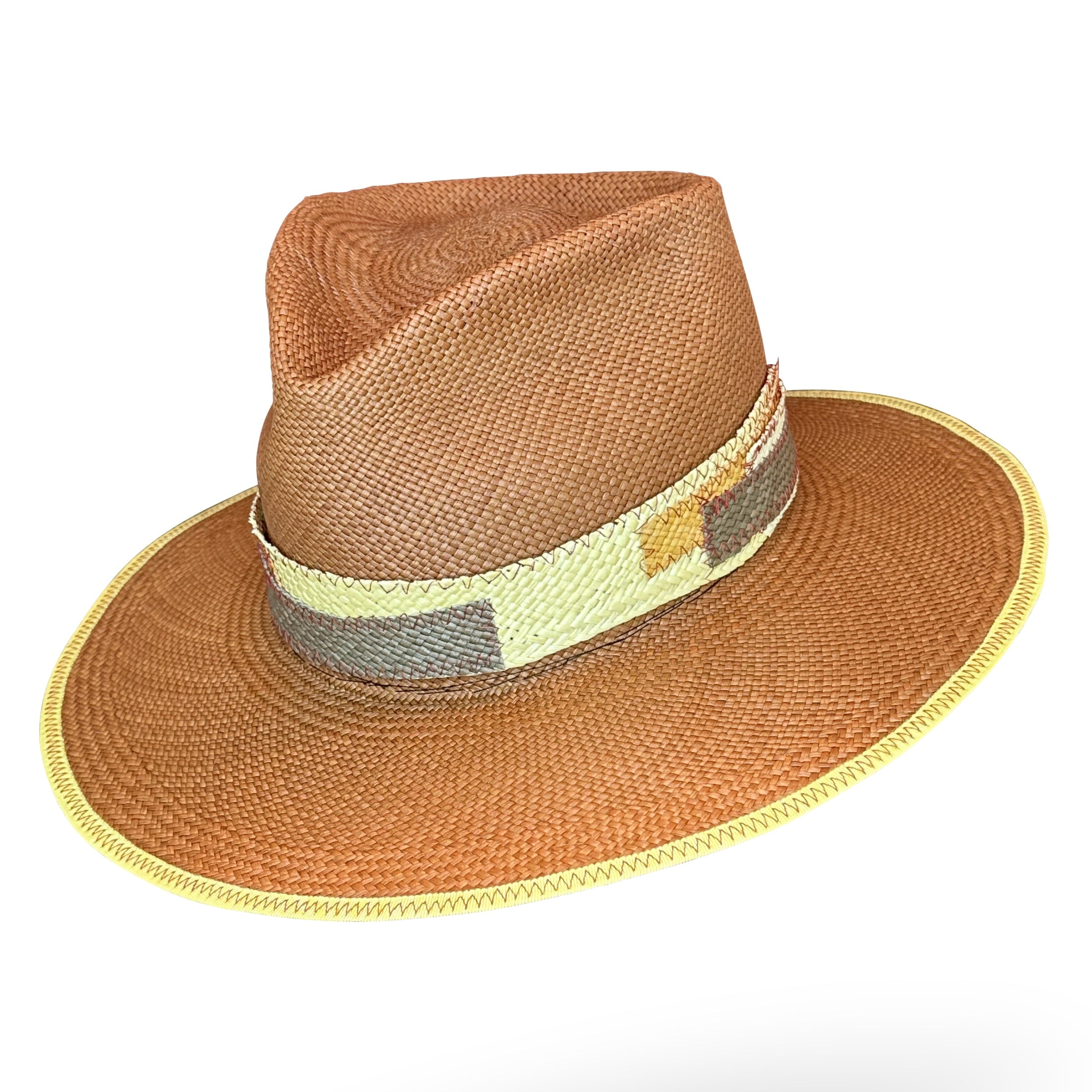 "Patch of Fire" Patchwork Straw Hat