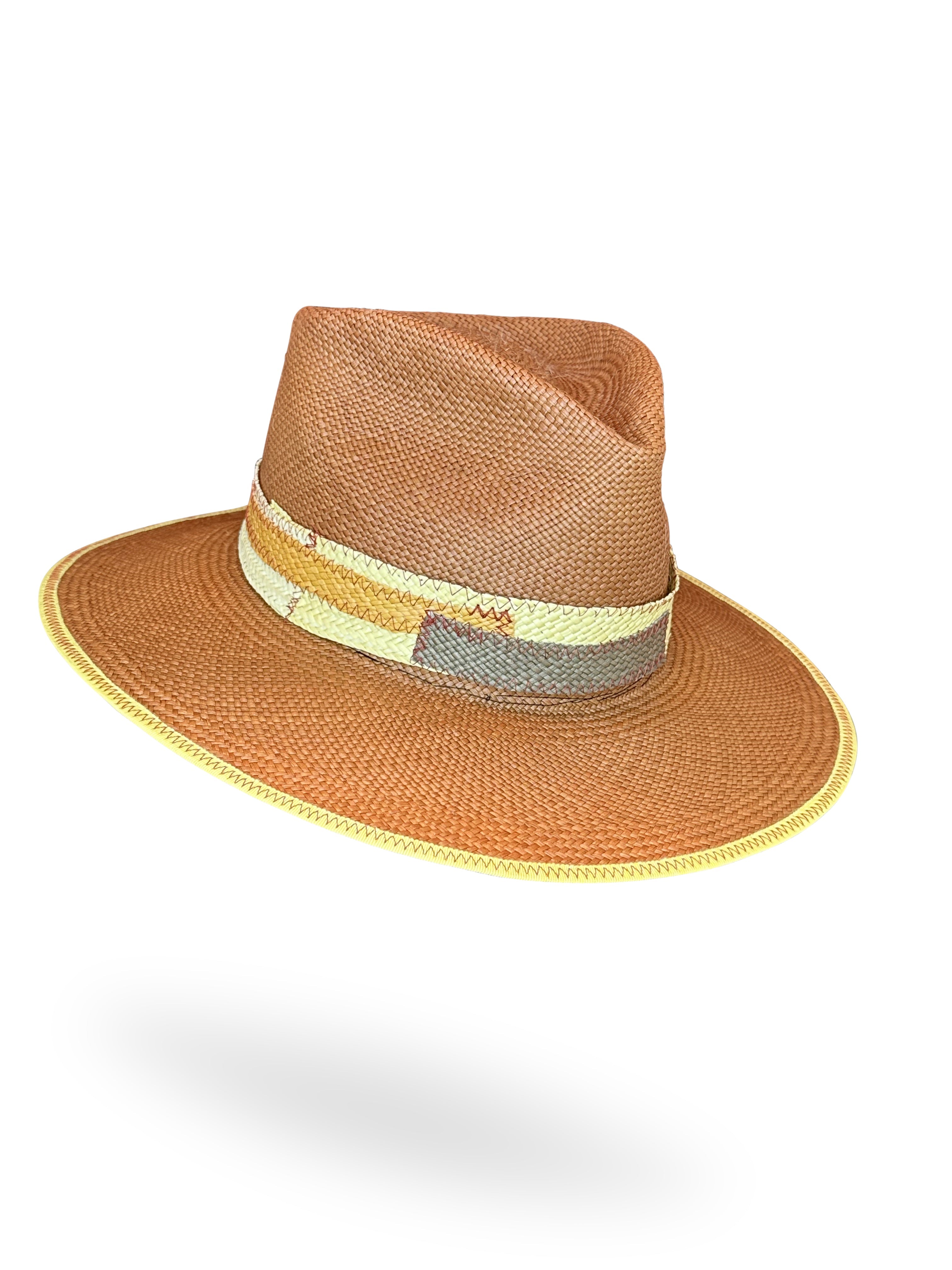 "Patch of Fire" Patchwork Straw Hat