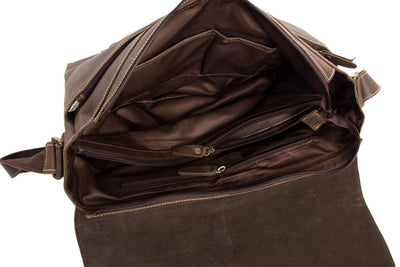 Men's Genuine Vintage Leather Messenger Shoulder Laptop Bag - Mens Leather Bags 6002LR