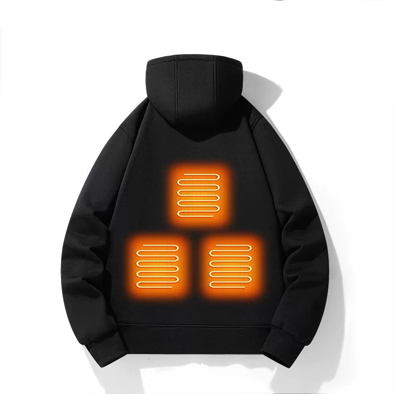 LITEGUEST USB Heated Hoodie 5-Zone Heated Zip-up Hooded Sweatshirt