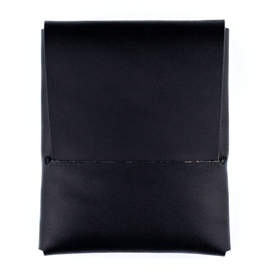 Black leather pouch on a white background
