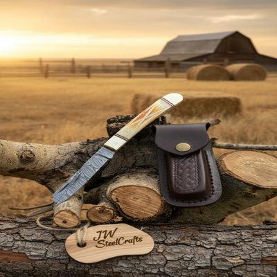 Timberline Folding Trapper Knife 8" Handmade Bone Handle Slipjoint EDC Pocket Knife