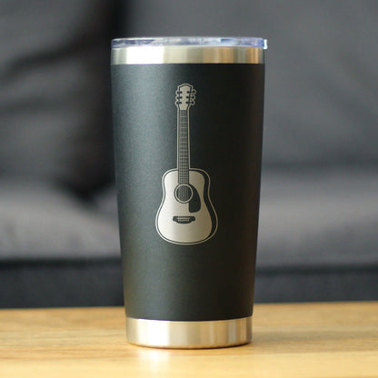 Acoustic Guitar - Insulated Coffee Tumbler Cup with Sliding Lid - Stainless Steel Travel Mug - Guitarist Gifts for Women and Men Musicians