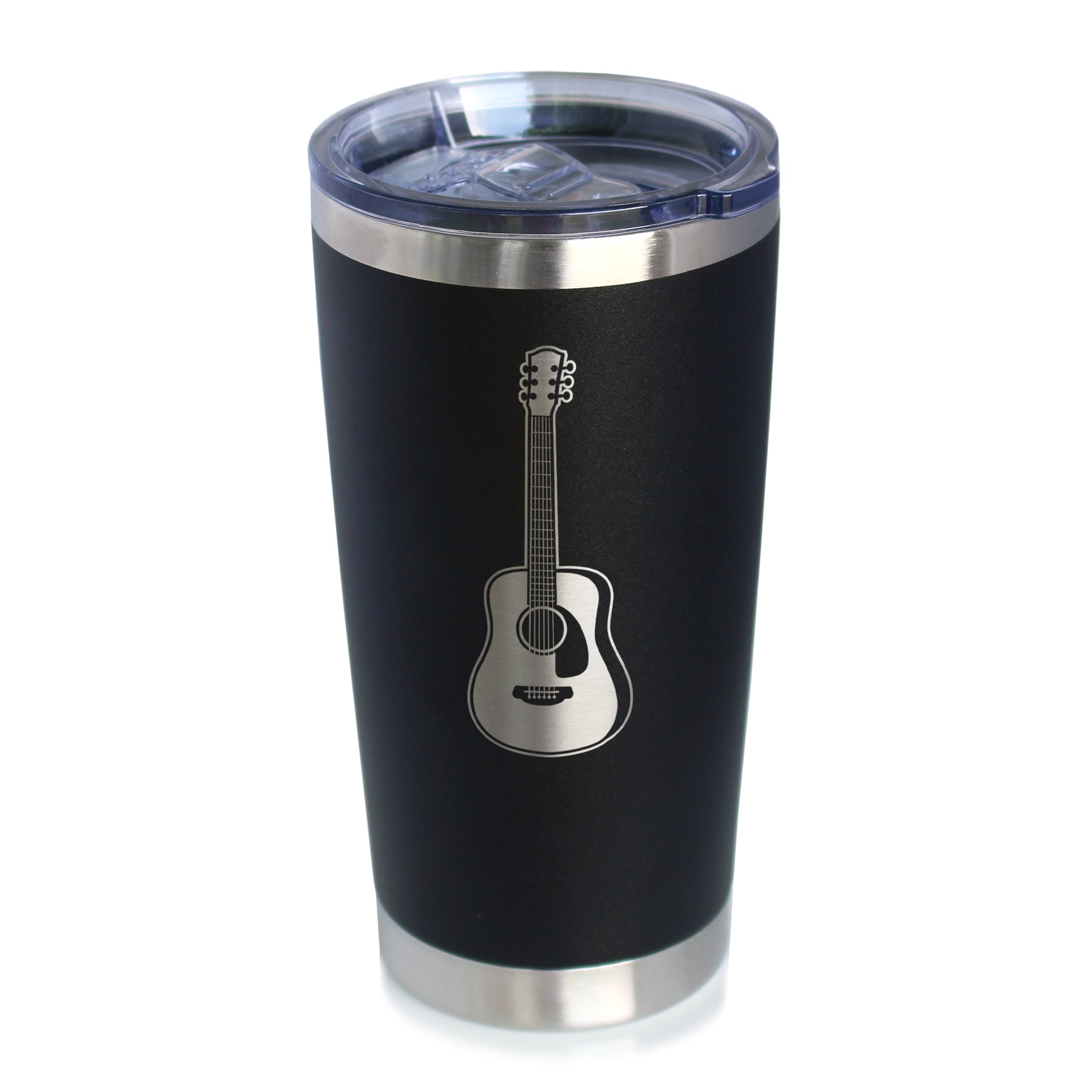 Acoustic Guitar - Insulated Coffee Tumbler Cup with Sliding Lid - Stainless Steel Travel Mug - Guitarist Gifts for Women and Men Musicians