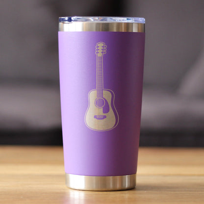 Acoustic Guitar - Insulated Coffee Tumbler Cup with Sliding Lid - Stainless Steel Travel Mug - Guitarist Gifts for Women and Men Musicians