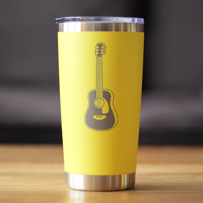 Acoustic Guitar - Insulated Coffee Tumbler Cup with Sliding Lid - Stainless Steel Travel Mug - Guitarist Gifts for Women and Men Musicians