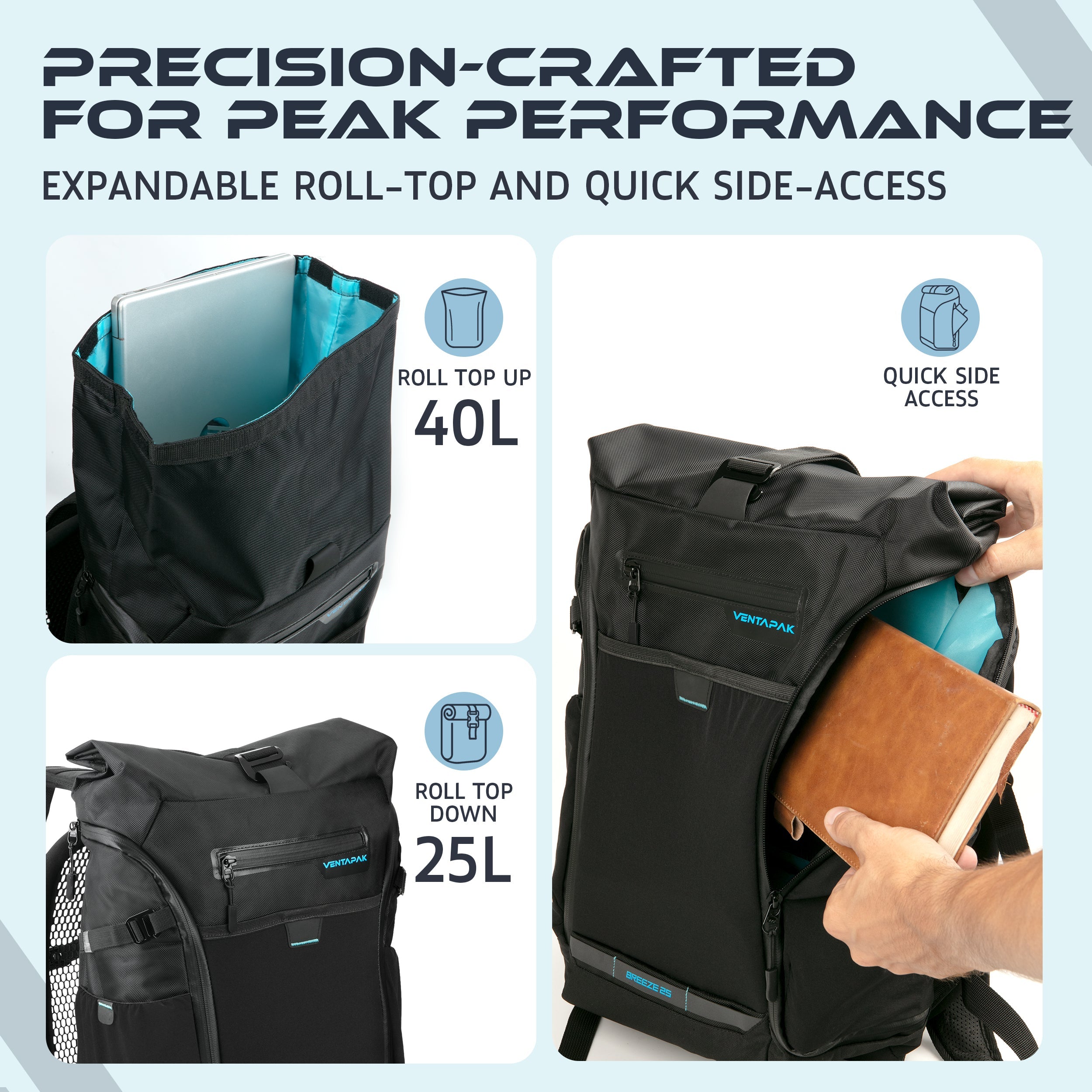 VentaPak Breeze 25L Backpack with a Concave Mesh Frame