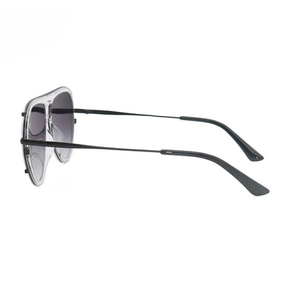 Ivy Luxe - Clear Black Tangle-Free Round Aviator Sunglasses