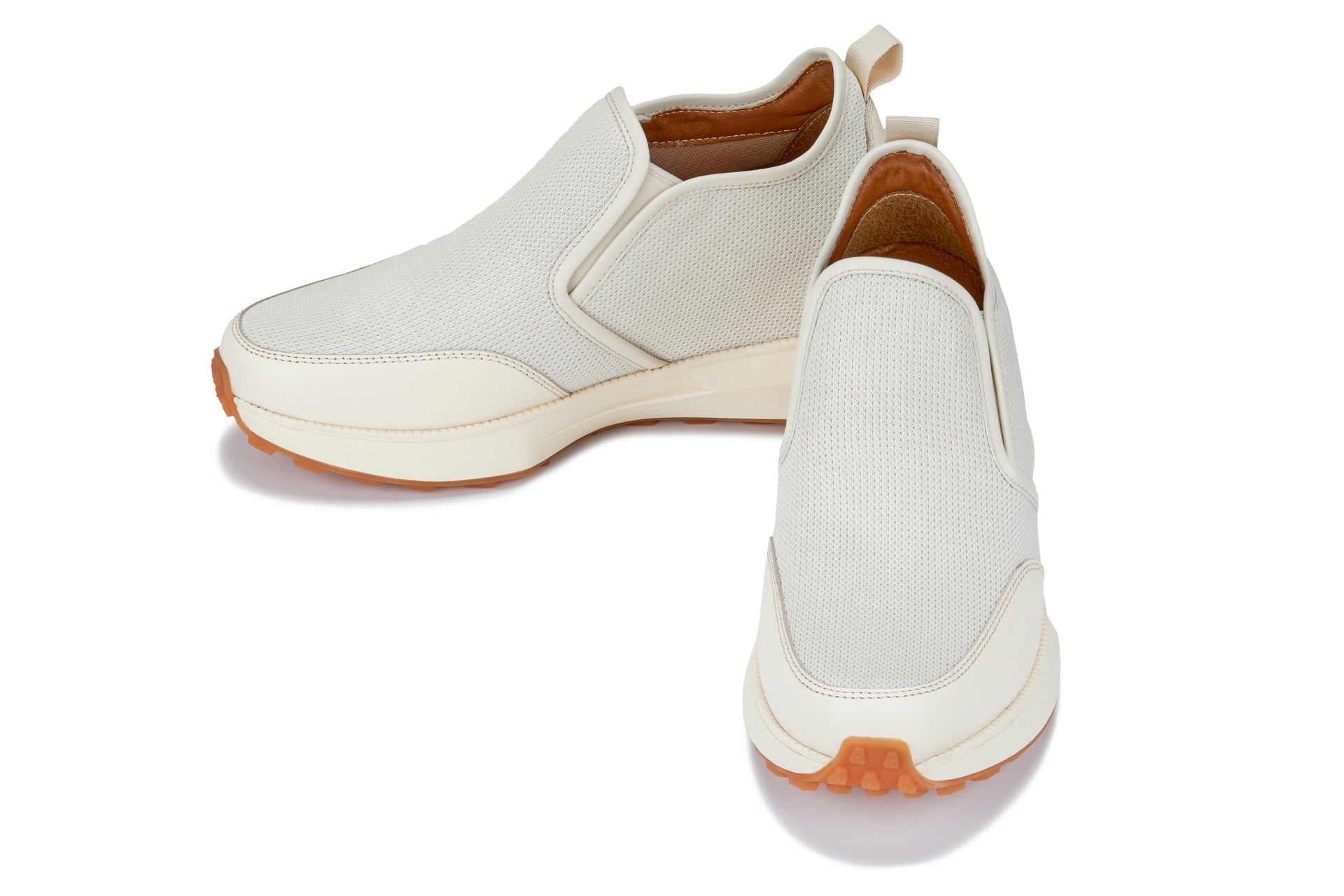J1434  - 3.3 Inches Taller (Off-White) - Casual Chunky Sole Men's Sneaker Loafers