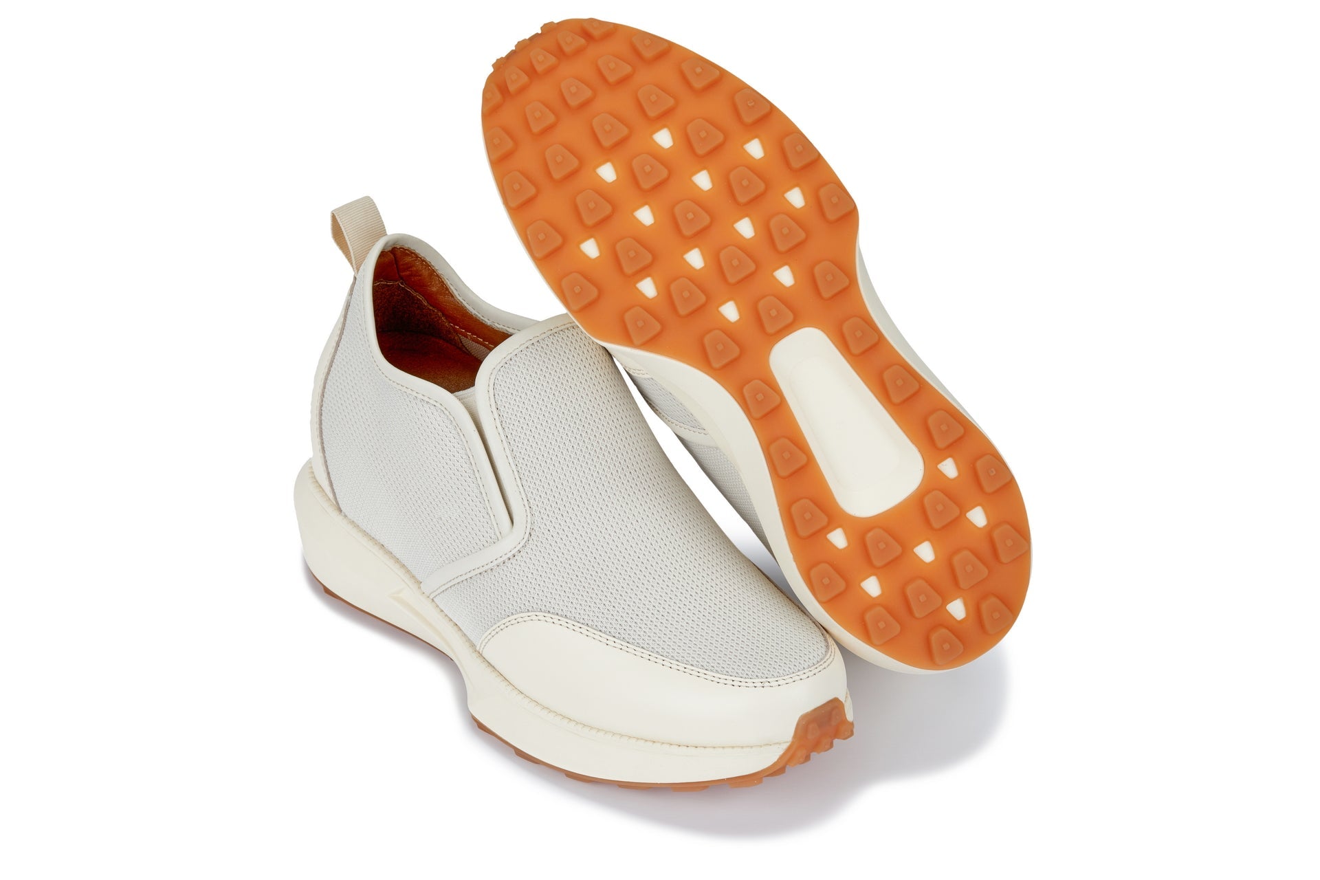 J1434  - 3.3 Inches Taller (Off-White) - Casual Chunky Sole Men's Sneaker Loafers